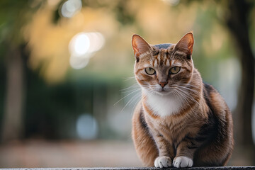 Obraz premium Image of a stray cat. staring at somethings