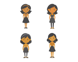 Set of cute girl avater vector.