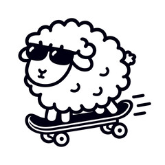 cool sheep on a skateboard doodle sketch © Satoru Sketches