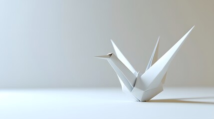CG Floating Paper Crane: A detailed CG origami paper crane, floating delicately on a clean white background.
