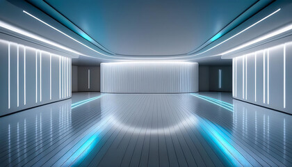 futuristic white room minimalistic design