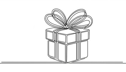 gift box simple elegant continuous line drawing gift box ribbon