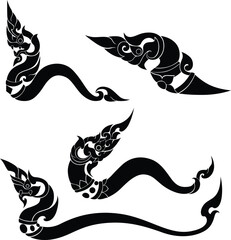 Thai Art Elements with Decorative Patterns Designed from Naga Inspiretion