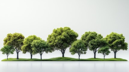 Row of Lush Green Trees on a Hill Generative AI