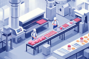Efficiency Meets Innovation in a High-Tech Food Processing Plant with Stainless Steel Machinery and Skilled Workers