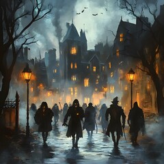 Halloween night in the city and forest