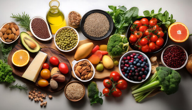 vibrant display foods balanced flexitarian mediterranean diet
