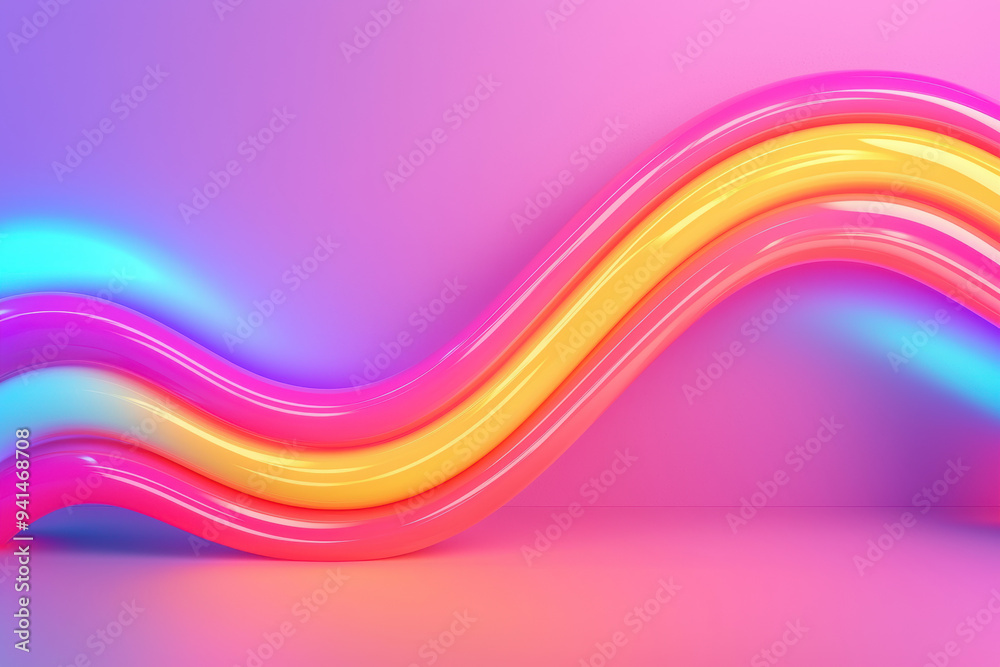 Wall mural Vibrant abstract background with colorful wavy lines in pink, orange, and blue hues, creating a modern and dynamic visual aesthetic.