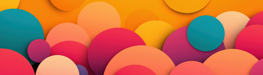 Vibrant abstract background with colorful overlapping circles in gradient hues of orange, pink, and teal. Perfect for modern design projects.