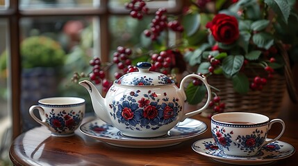 Fototapeta premium Traditional English afternoon tea set, 