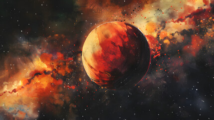 Red Giant space element watercolor 