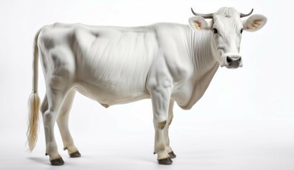 White Cow Standing on a White Background