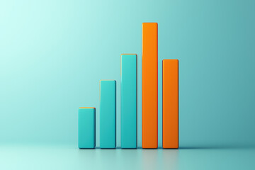 Colorful  bar graph representing data analysis and business growth on a light blue background. Perfect for financial reports and presentations.