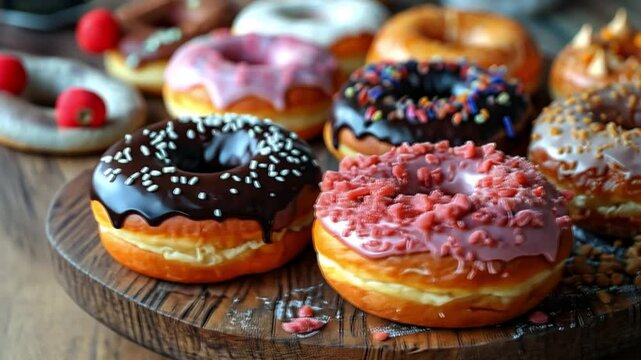 different donuts on a white

