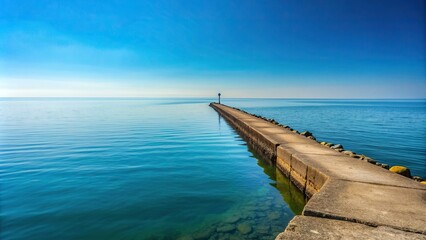 scenic, beauty, tranquility, blue sea, travel, landscape, A minimalist stock photo featuring the stunning wild coast of the Black Sea breakwater with the serene blue sea in the background