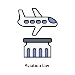 Aviation Law  Vector filled outline icon design illustration. Law And Justice symbol on white background EPS 10 File .