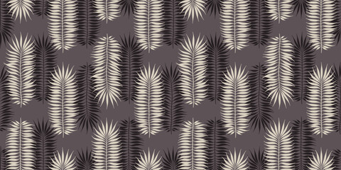Boho tropical pattern, palm leaves seamless vector background. Exotic plant jungle print. Leaves of palm tree.