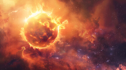 Obraz premium Solar Flare space element watercolor style