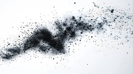 Obraz premium CG Render of Floating Particles: A swirl of tiny, glowing CG particles suspended in mid-air, contrasted against a pure white background. 