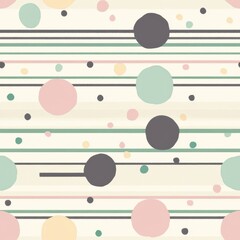 Abstract Pastel Geometric Pattern with Circles and Stripes