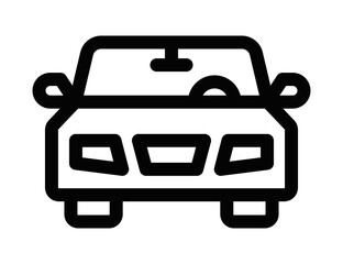 Minimalist car front view icon, ideal for automotive, transportation, and rental services. Vector illustration. Editable stroke.