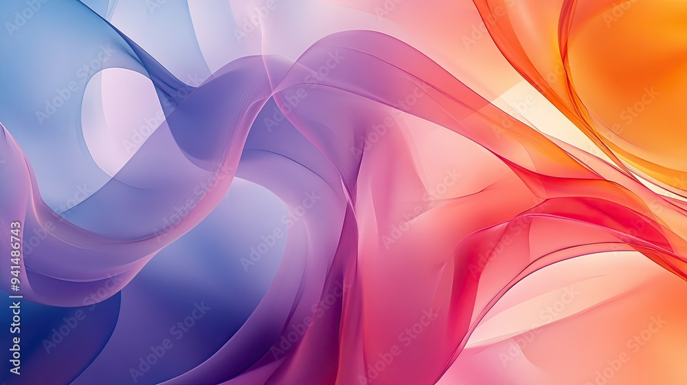 Poster abstract background with layered, transparent colors and overlapping shapes, creating a sense of dep