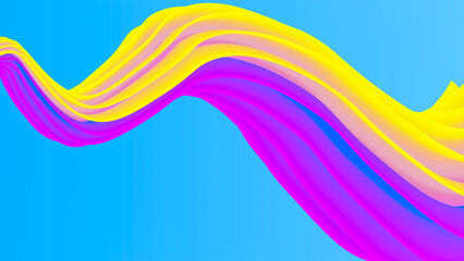 abstract wave background in yellow and pink colors with blue background
