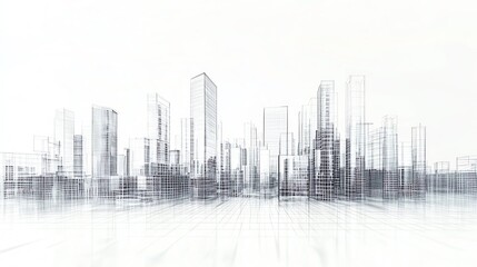 Obraz premium Abstract cityscape illustration with a blurry background and stylized buildings. Ideal for modern design projects and presentations.
