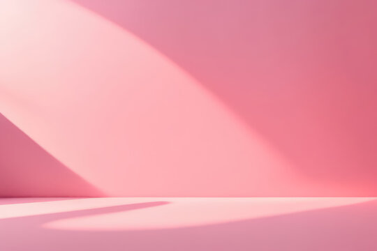pink wall background with shadow for highlight product display presentation