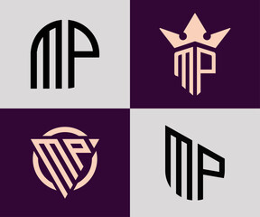 Creative simple Initial Letters MP Logo Designs Bundle.