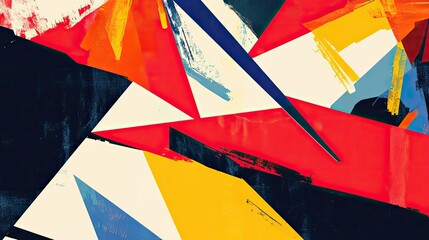 Abstract design with sharp, angular shapes in bold colors, creating a modern and striking visual