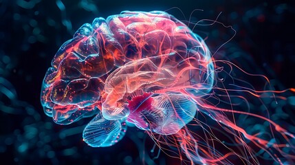 Fototapeta premium 3D Illustration of human brain nerve tracts based on magnetic resonance imaging (MRI) data, captured in stunning HD quality