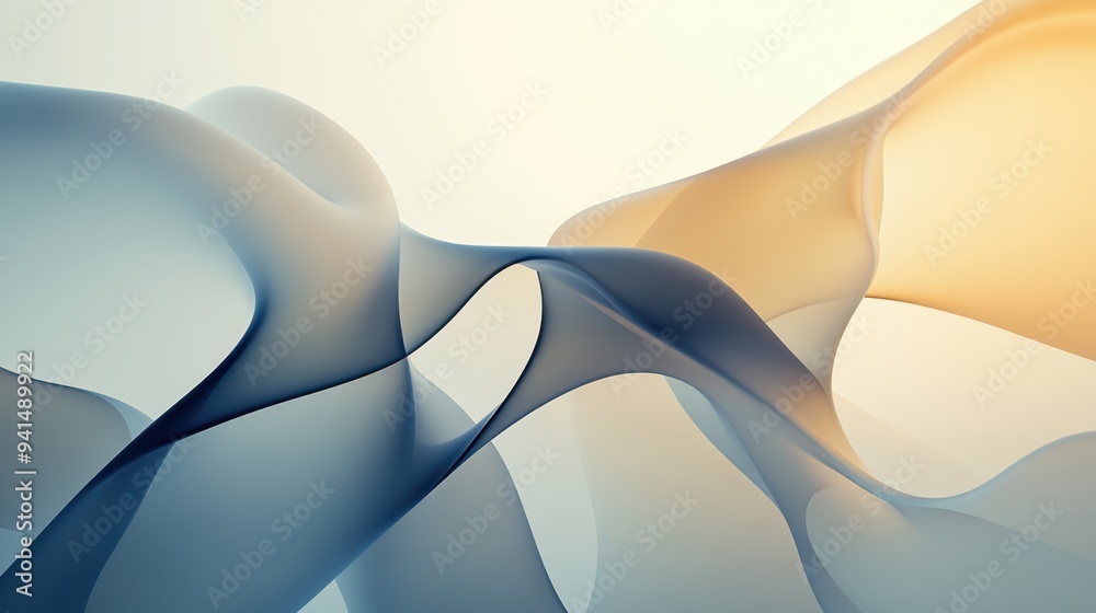 Wall mural abstract wavy forms with gradient hues background