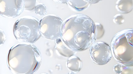CG Transparent Bubble Cluster: A cluster of transparent CG bubbles, varying in size, floating on a white background.
