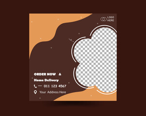 Digital business marketing banner for social media post,food menu template green & black