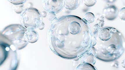 CG Transparent Bubble Cluster: A cluster of transparent CG bubbles, varying in size, floating on a white background.
