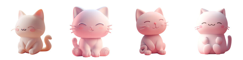 Fototapeta premium Cute cartoon kittens showcasing different colors and expressions, perfect for children's illustrations and playful designs.