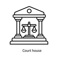 Court House Vector outline icon design illustration. Law And Justice symbol on white background EPS 10 File . 