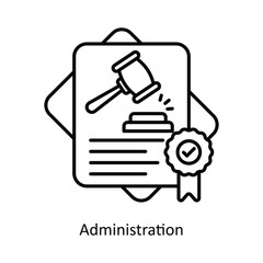 Administration Vector outline icon design illustration. Law And Justice symbol on white background EPS 10 File .