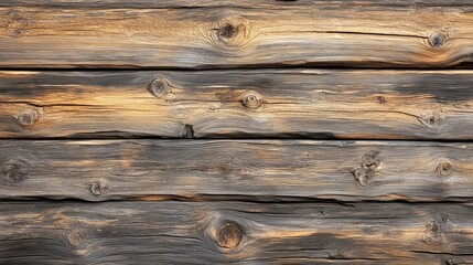 Fototapeta premium Weathered wooden boards with deep grooves, cracks, and visible knots, ideal for a rustic and authentic background