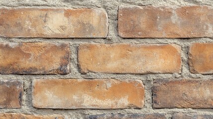 Fototapeta premium Close-up of a brick wall with perfect alignment and clean mortar joints, demonstrating precision in civil construction