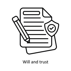 Will And Trust Vector outline icon design illustration. Law And Justice symbol on white background EPS 10 File .
