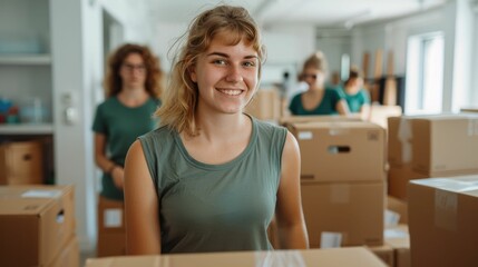 Parents and student unpacking and sorting through essential supplies for a new college dorm room on move in day  Deep depth of field blurs background focusing on the sorting and organizing activity