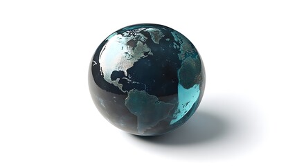Fototapeta premium CG Transparent Globe: A CG-rendered transparent globe, with continents subtly etched on its surface, floating on a white background. 