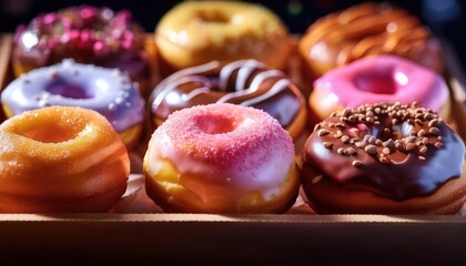 Delicious Assorted Donuts in Colorful Display
