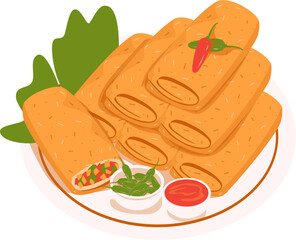 Risoles Illustration. Indonesian food Illustration. Takjil Illustration.