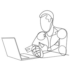 continuous line  drawing financial analyst icon