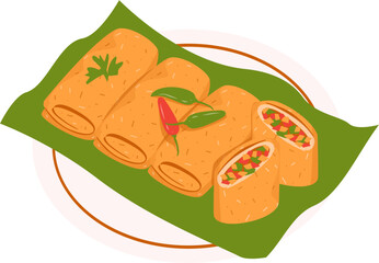 Risoles Illustration. Indonesian food Illustration. Takjil Illustration.