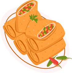Risoles Illustration. Indonesian food Illustration. Takjil Illustration.