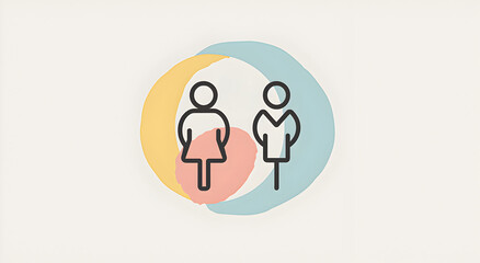 Fototapeta premium A simple, minimalistic illustration of two male and female gender symbols on a white background. Concept of human gender.